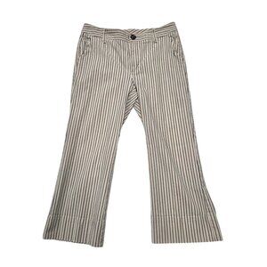 Striped Beige & Navy Wide-Leg Pants By Cabi Size 6